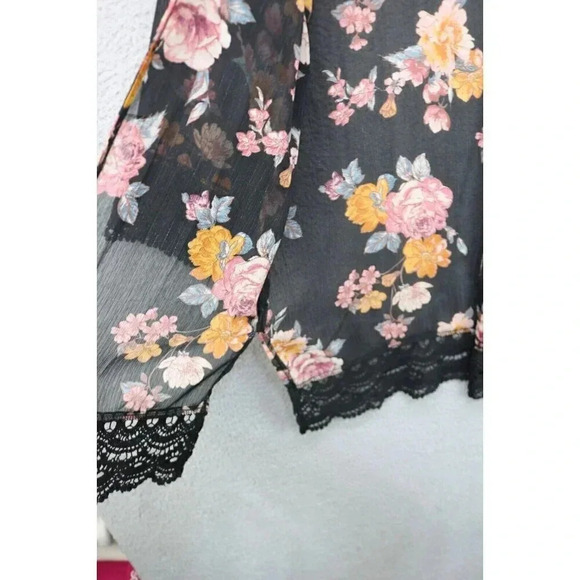 Jolt Open Front Cardigan-Sheer-Size XS-Crochet Trim - Picture 7 of 10